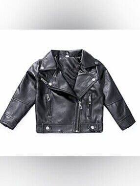 NWOT Girls Black Faux Leather Moto Jacket